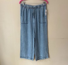 NWT Splendid Women s M Adele Indigo Palazzo Pants Wide Leg Cropped Blue Coastal