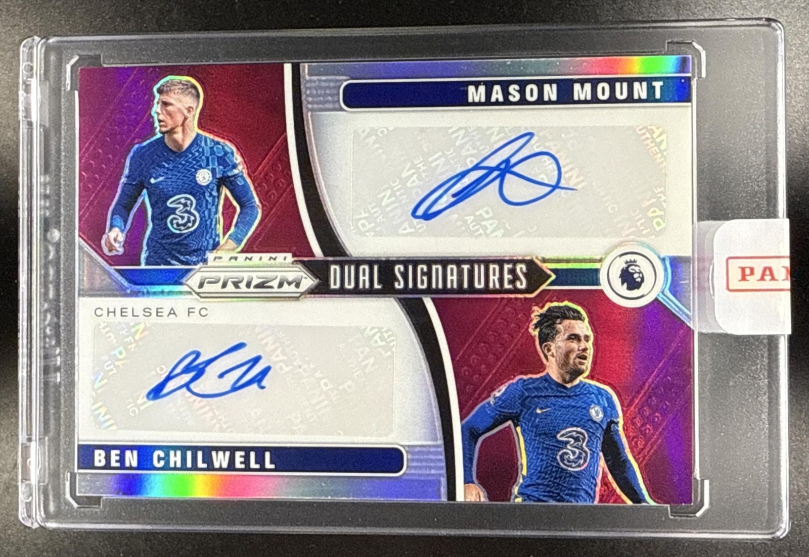 2021 Prizm Premier League Ben Chilwell Mason Mount Dual Signatures Purple /3