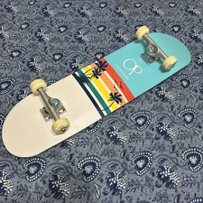 Ocean Pacific Swell Drop Through Complete Skateboard 8 x 32.5  White/Teal