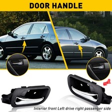 2x Interior Door Handles Front Lh Rh Fit 2003-2007 Honda Accord Black Chrome
