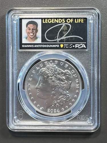 2024 $1 Silver Morgan Dollar PCGS MS70 FS Legends Life Giannis Antetokounmpo