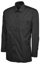 Uneek Easy Care Black Long Sleeve Poplin Shirt Size M 15.5 UC709