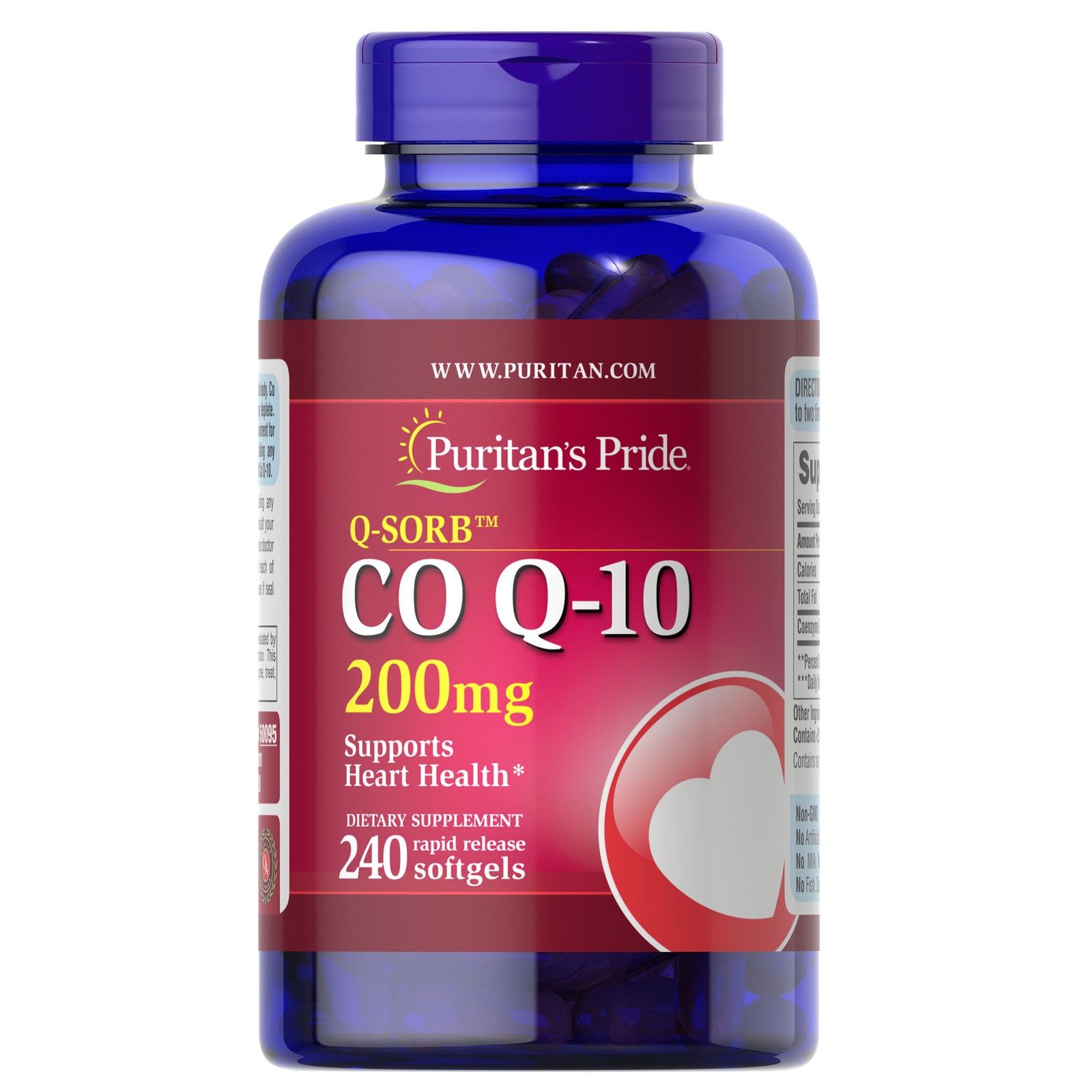 Puritans Pride Q-SORB Co Q-10 200 мг - 240 мягких капсул быстрого высвобождения 7990₽