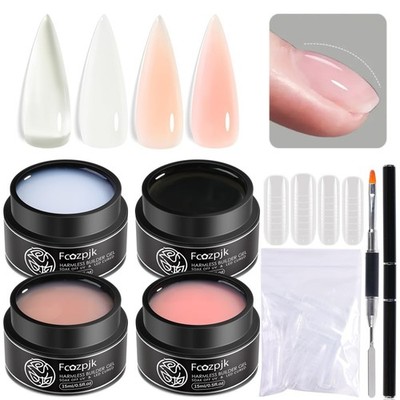 Builder Gel for Nails, 4 Colors Thickening Builder Nail Gel Clear Milky White Nu