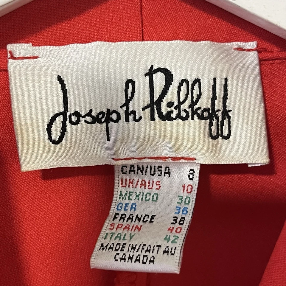 Joseph Ribkoff Vintage Stretch Red Ruched Draped Full Zip Red Jacket Size 10 - Image 2 of 4