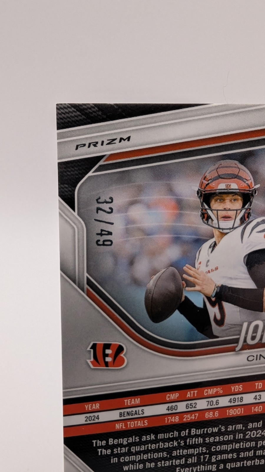 2025 Panini Prizm - Joe Burrow #62 Purple Power Prizm /49 view 3
