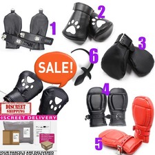 Bondage Dog Puppy Paws Gloves Mittens Handcuffs Insert Plug Tail Game Roleplay