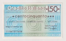 Miniassegni  CREDITO ITALIANO - 150 lire Bologna  16.09.76 Rif.  CRIT 59