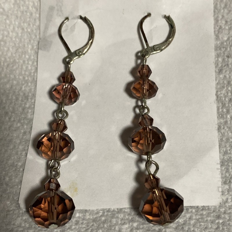 Amber Glass Beaded Dangle Earrings