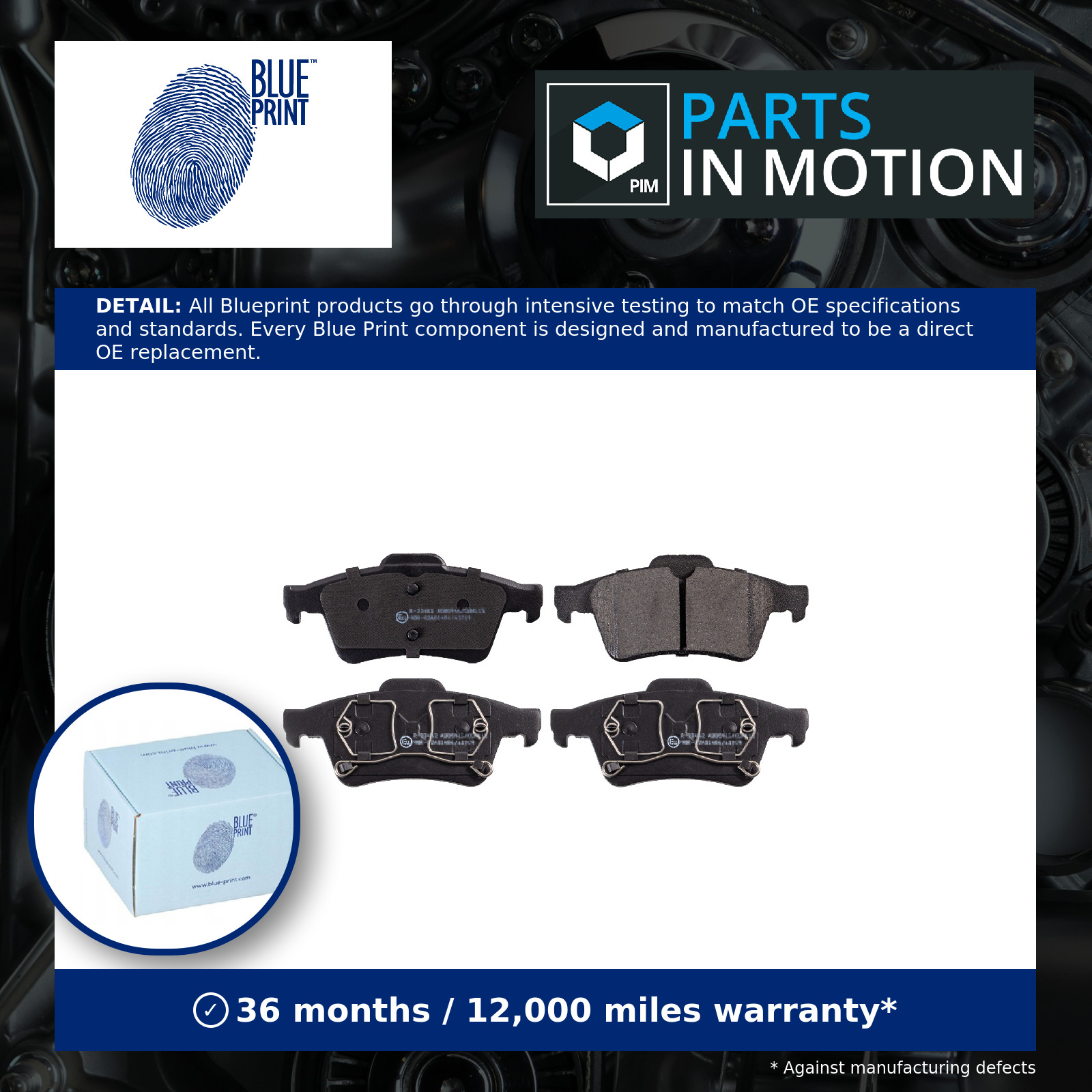 Brake Pads Set fits RENAULT MEGANE Mk2 2.0 Rear 02 to 06 Blue Print 7701206609 - Image 3
