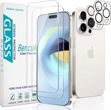 2 Pack Clear Tempered Glass Screen Protector  Lens Protectors for iPhone 16 Pro