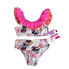 Disney Toddler Girls Minnie Mouse Ruffle 2 Pc Bikini SwimSuit 3T New