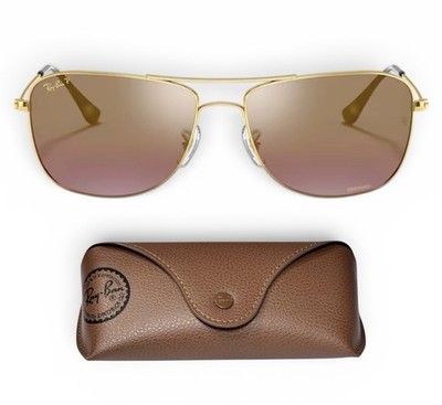 Ray-Ban RB3543 Chromance 偏光サングラス ドライブ Ray Ban RB3543 001/6B Chromance Polarized Gold Purple Gold Mirror