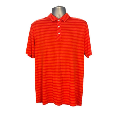 Puma Red Striped 3 Button Front Golf Polo Performance Wear Size L