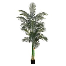 Nearly Natural 8FT Artificial Golden Cane Palm Tree, Fake Palm Tree with Two Rea