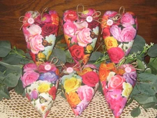 Cottage Rose Garden 6 Hearts Bowl Fillers Handmade Valentine Gift Wreath Accents