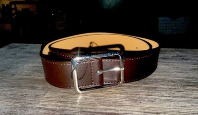 Mango Men's Casual Adjustable Pebbled Leather Belt WR4 Brown Med FS 