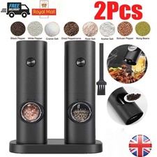 2x Electric Salt and Pepper Grinder-Rechargeable Mills w/ Adjustable Coarseness