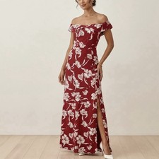 Show Me Your Mumu Off Shoulder Floral Maxi Dress Brown  White Size L USA NWT