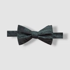 Ryan Seacrest Distinction Men's Green Black Silk Dover Paisley Pre-Tied Bow Tie