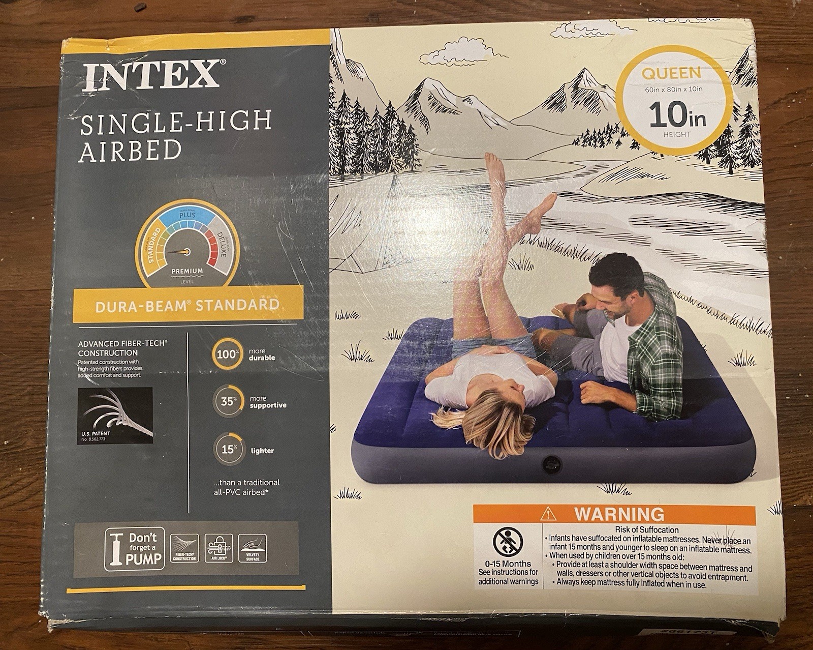 NIB Intex 6617ED 10" Queen Single-High Air Bed - Navy