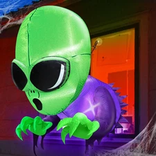 4 Ft Halloween Inflatables Outdoor Decorations Alien Broke Out from Window with