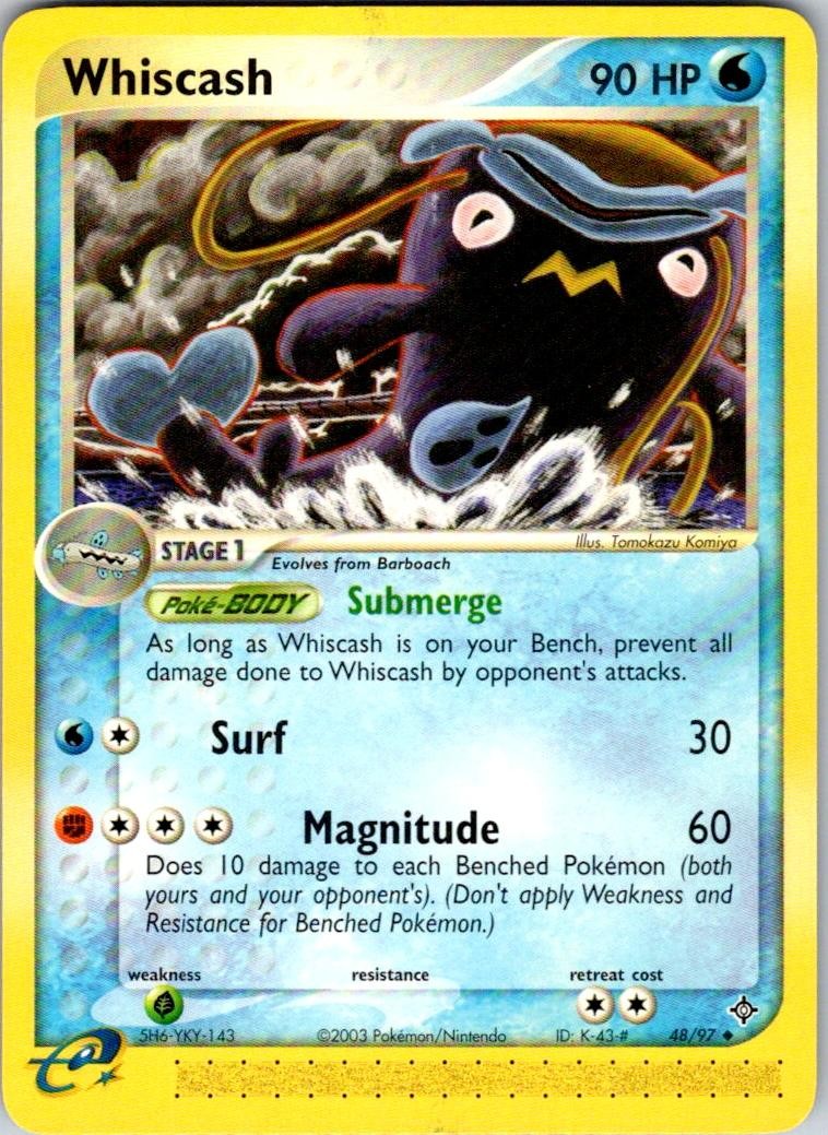 Whiscash 48/97 Uncommon Dragon Pokemon Near Mint