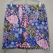 Talbots Cotton Blend Floral Print Side-Zip A-Line Lined Skirt Size 10