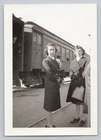 1940s WWII US Navy Nurse WAVES Pretty Women in Uniform by Train Vintage Photo