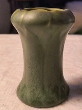 Vintage Hampshire Pottery Green Miniature Pottery Vase 3