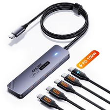 USB C Hub 10Gbps, 5-in-1 USB Splitter with 4 USB-C 3.2 and PD 100W Charging, ...