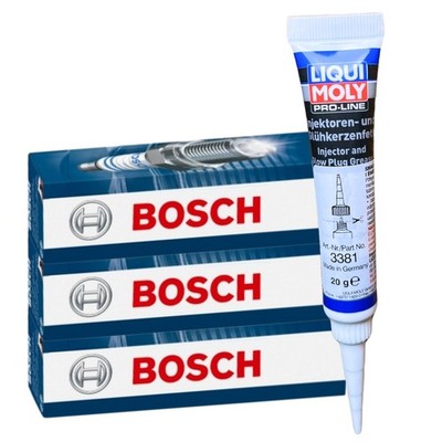 3x BOSCH Zündkerzen + LIQUI MOLY Fett für A1 A3 ALHAMBRA ALTEA IBIZA IV LEON