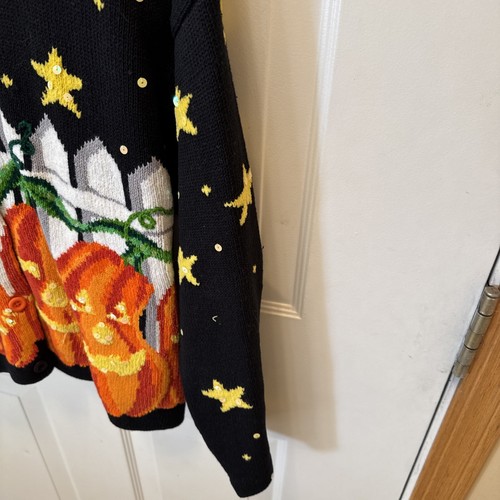 Design Options By Philip & Jane Gordon Halloween pumpkin design Sweater Cardigan - Picture 4 of 7