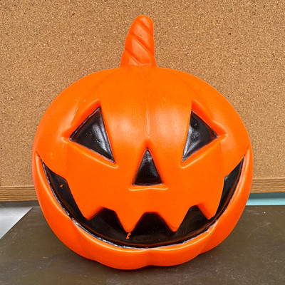 Orange & Black Plastic Jack-O'-Lantern Pumpkin Halloween Decoration