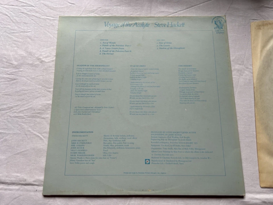 Steve Hackett Voyage Of The Acolyte Vinyl Record VG/VG CAS1111 1975 - Image 3 of 4