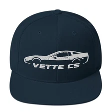 Vette C5 Silhouette Embroidered Classic Snapback Cap Hat