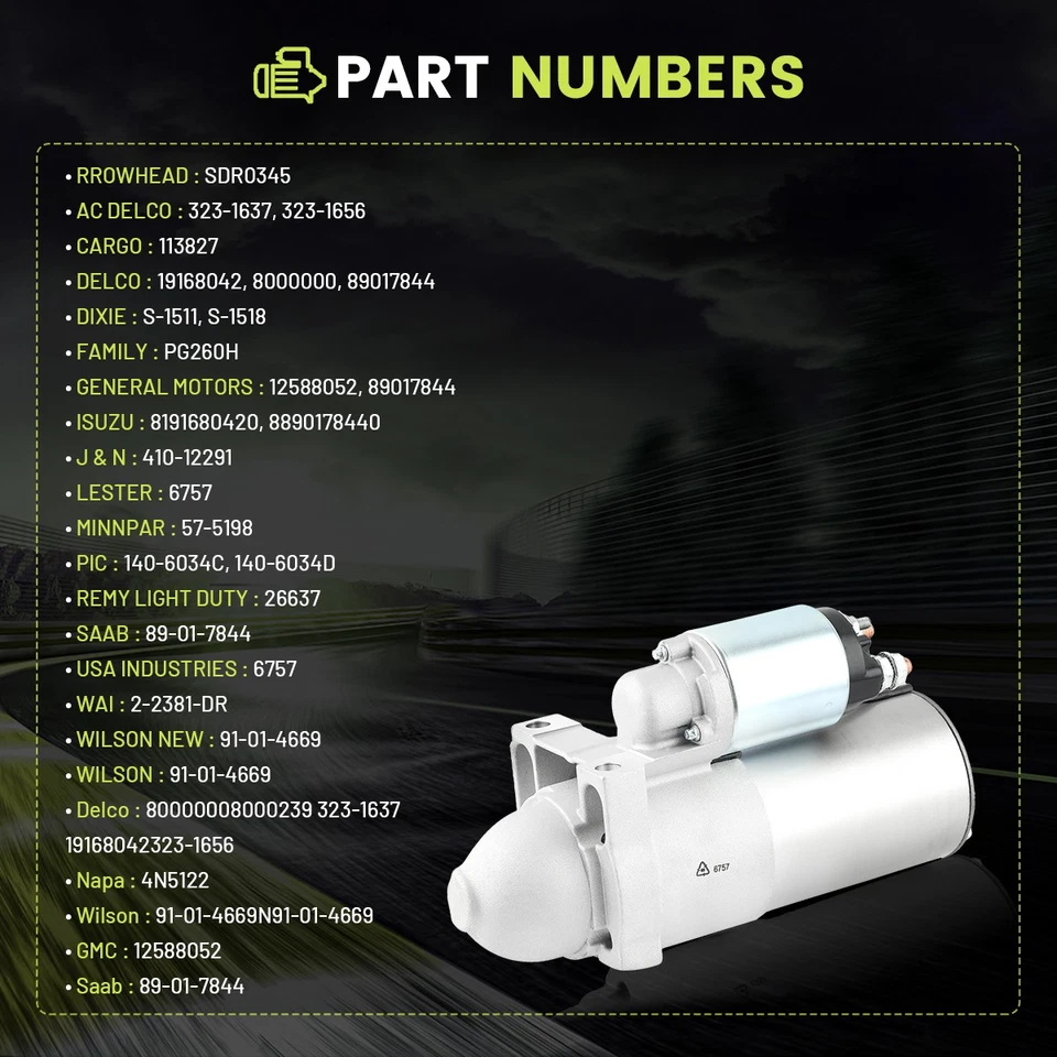 Starter For 2006-2008 Cadillac Escalade ESV EXT 6.0L 6.2L 11 Teeth 1.4KW 6757 Foto 3 de 4