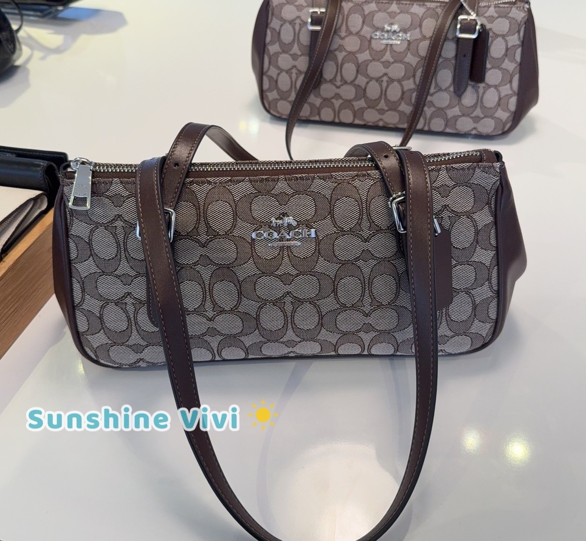 NWT Coach Asher Shoulder Bag In Signature Jacquard CBJ03 Silver
