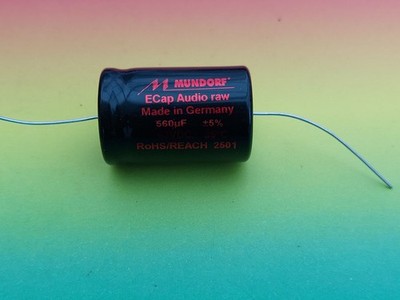 1 x MUNDORF Elko rau 560µf Audio Kondensator 1 electrolytic audio capacitor raw