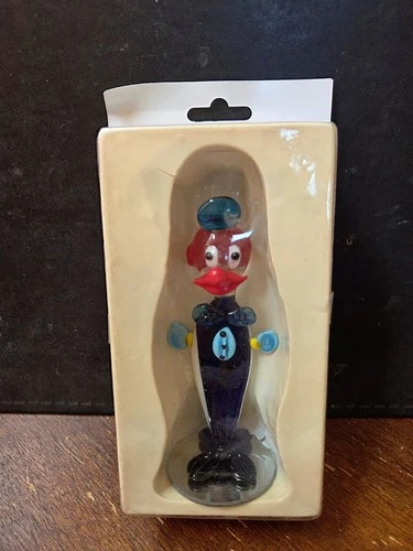 Vintage Murano Style Clowns Art Glass Beautiful Colors! New In Package