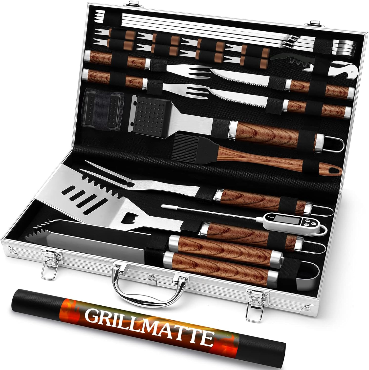 Set Barbecue 26 Pezzi in Acciaio Inox Professionale con Valigetta
