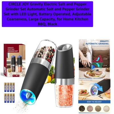 Circle Joy Automatic Electric Salt & Pepper Grinder Set with LED Light, 2 Count