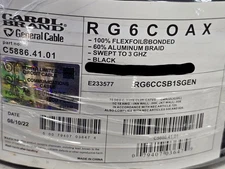 Carol C5886 RG-6/U BCCS Coaxial Video Cable 75Ohm 3GHz RG6 CMR/CL2R Black /100ft