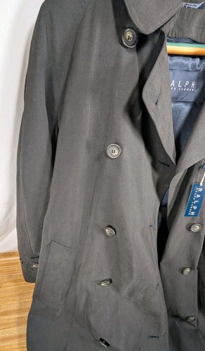 Ralph Lauren Trench Nero Uomo 40S Qualità Trench Coat Fodera Zip - Foto 7 di 23