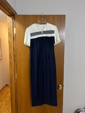 Vintage 80s S.L.Fashions Multicol Print Dress short Sleeve USA Made Size 8