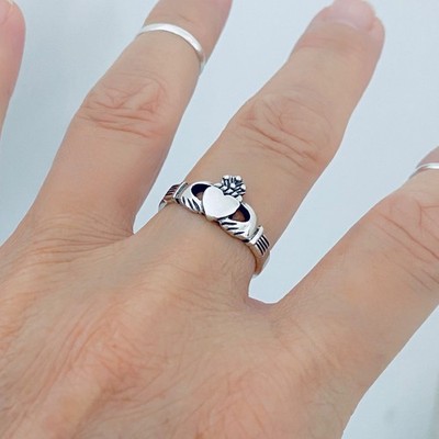 Anillo Corazón Plata 925 Maciza Certificada Rubí Claddagh Amarillo | Meses Sin Interés
