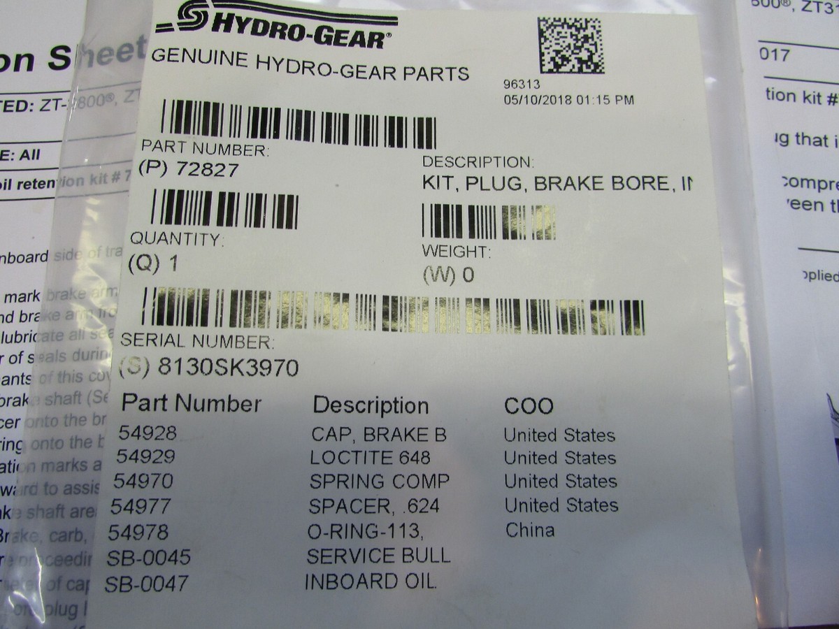 【S.N.Y.G.O】Mandara Hydro-Gear 72827 Inboard Brake Bore Plug Kit Fix Leaking Brake