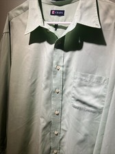 Chaps Twill Dress Shirt Mens 18 Green Long Sleeve Collared Pocket XXL 34/35
