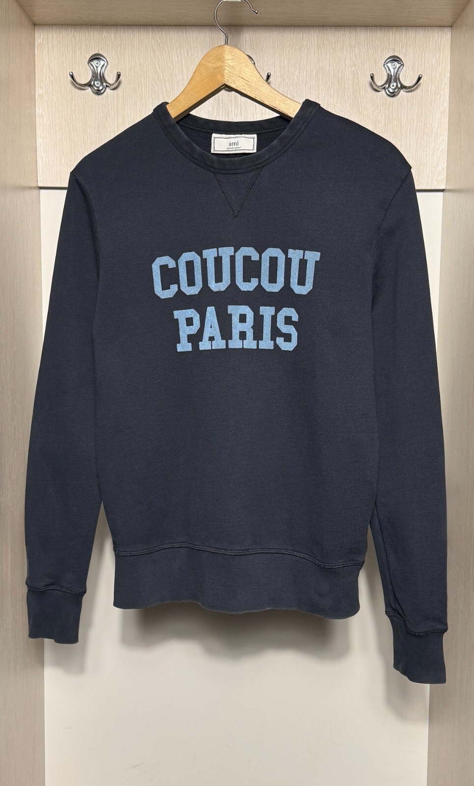 AMI Alexandre Mattiussi Coucou Paris raglan sleeve crew sweat for men's size S
