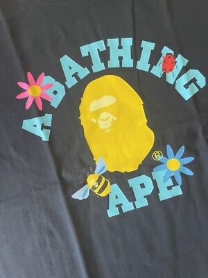A Bathing Ape BAPE Black Blossom Bees College Tee Multiple Sizes